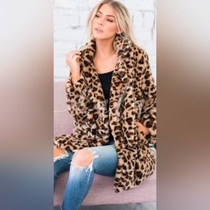 Love Tree Faux Fur Leopard Jacket